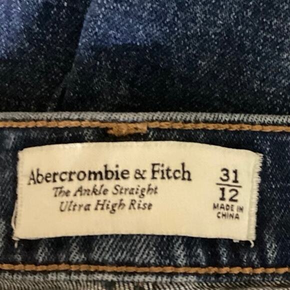 Abercrombie & Fitch Ankle Straight Ultra High Rise Blue Denim Jeans 31 / 12 - Picture 4 of 5